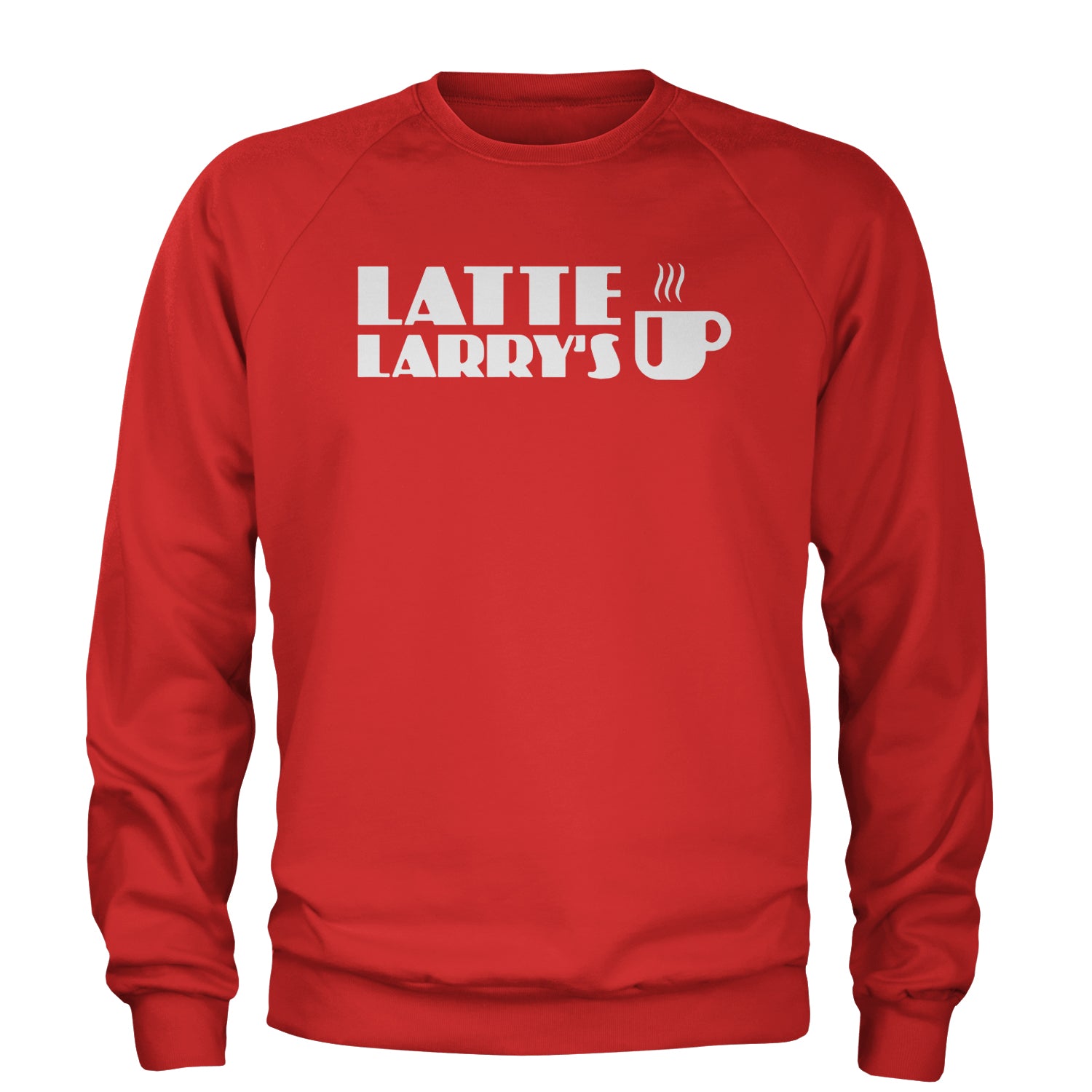 Latte Larry's Enthusiastic Coffee Adult Crewneck Sweatshirt Red