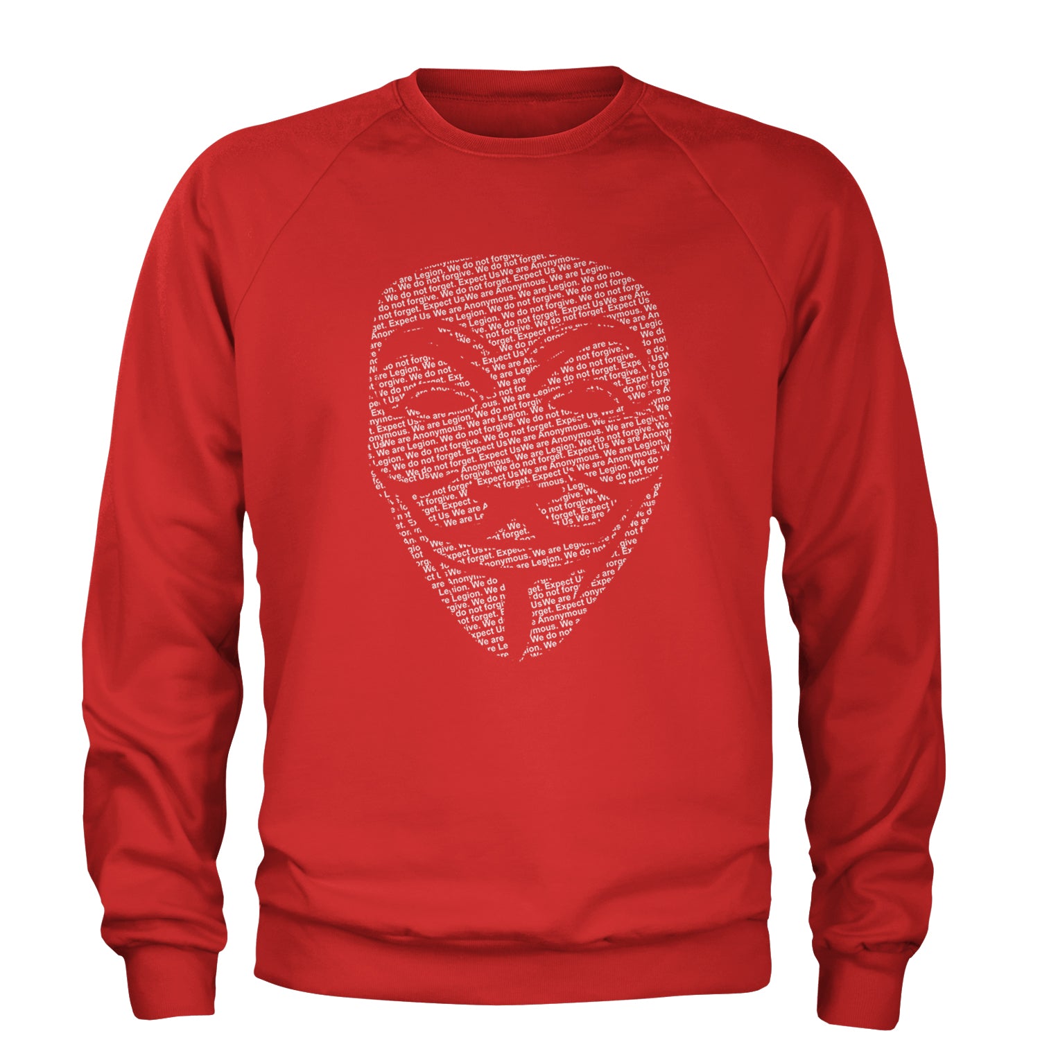 V For Vendetta Anonymous Mask Adult Crewneck Sweatshirt Red