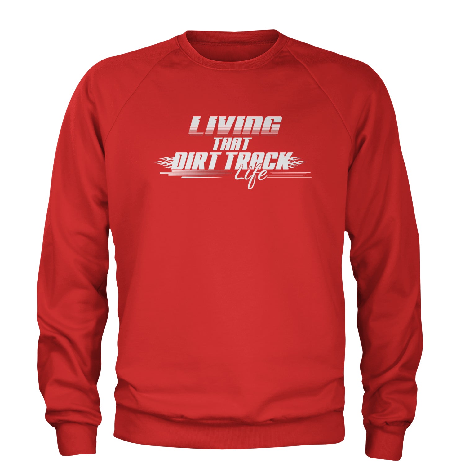 Living That Dirt Track Life Adult Crewneck Sweatshirt Red