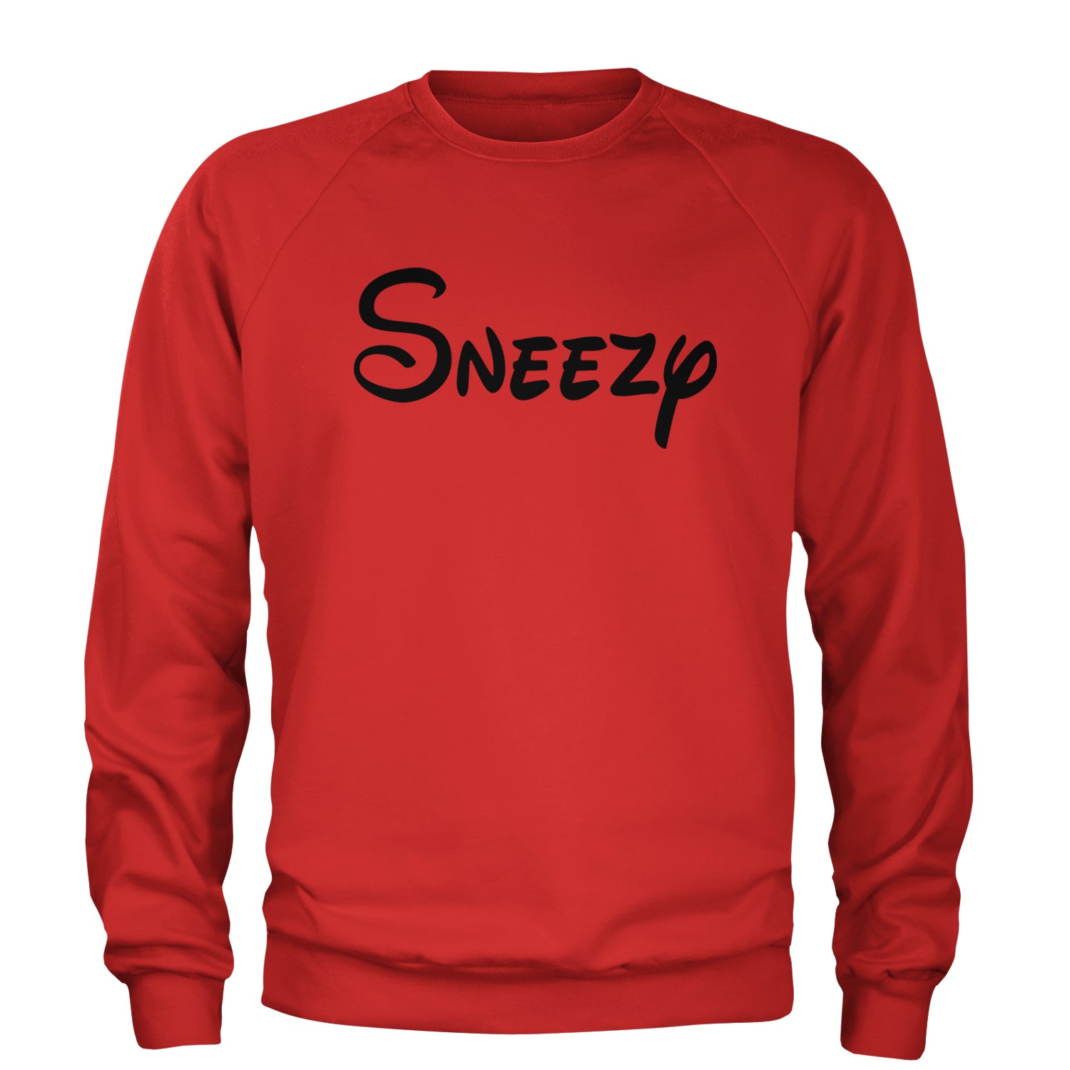 Sneezy - 7 Dwarfs Costume Adult Crewneck Sweatshirt Red