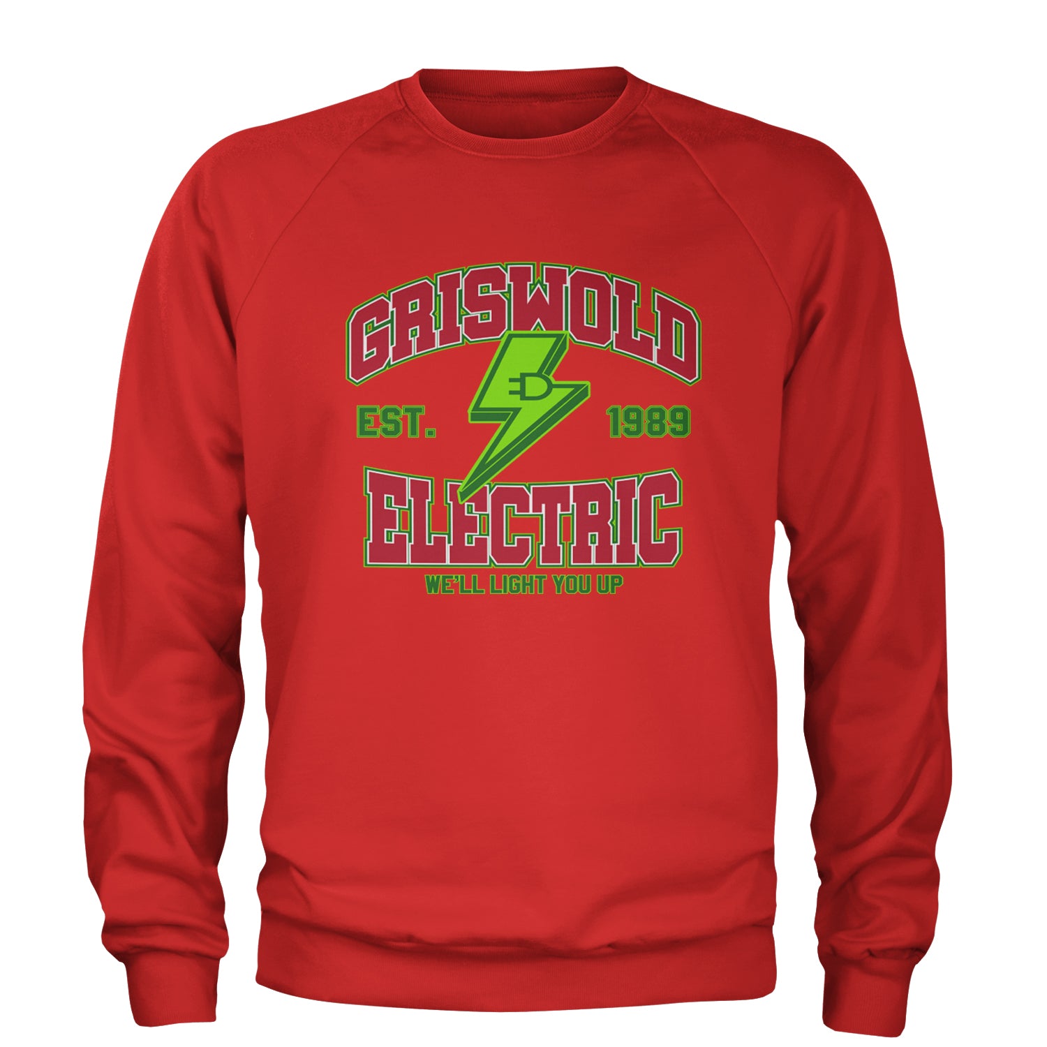 Griswold Electric We'll Light You Up Adult Crewneck Sweatshirt Red