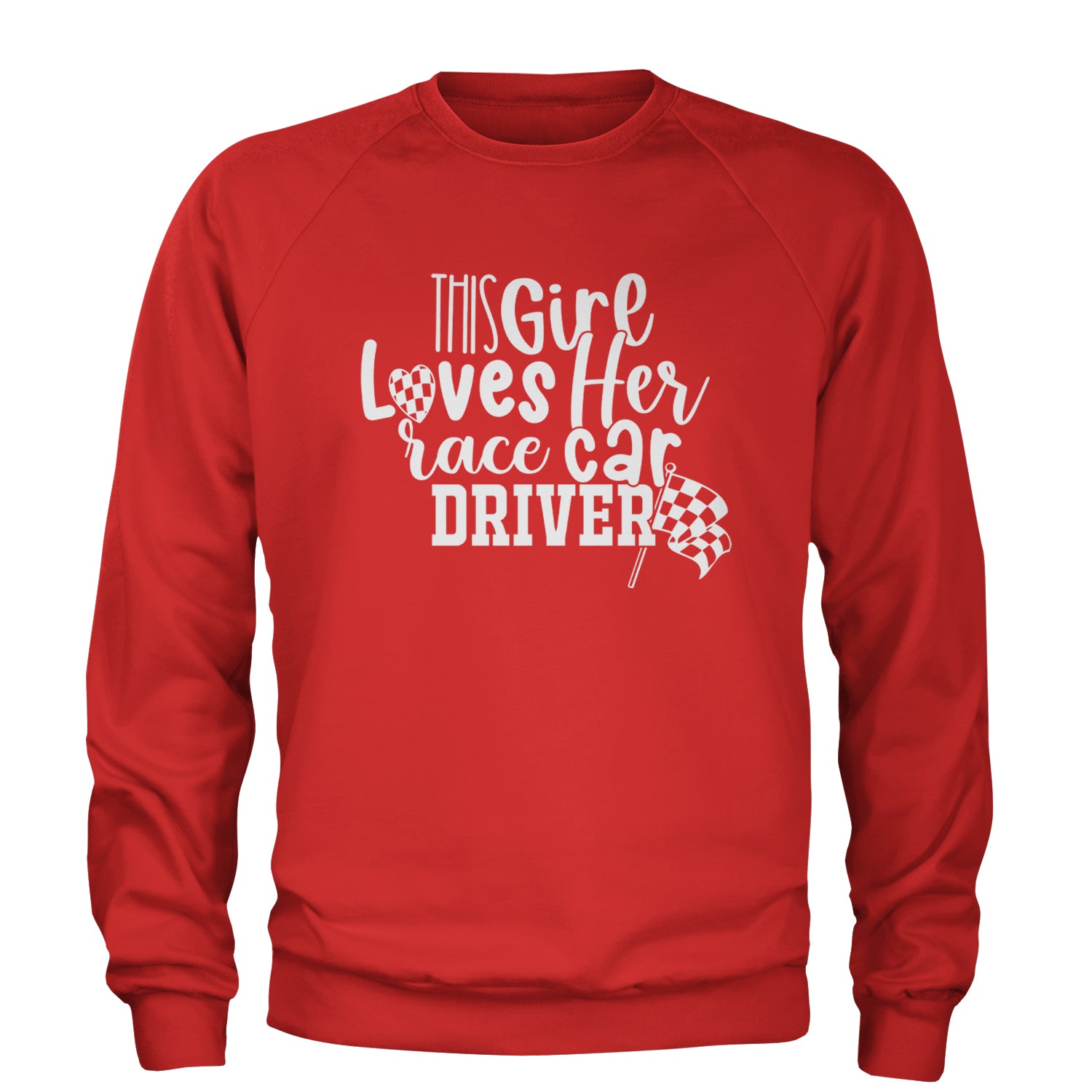 This Girl Loves Her Racecar Driver Adult Crewneck Sweatshirt Red