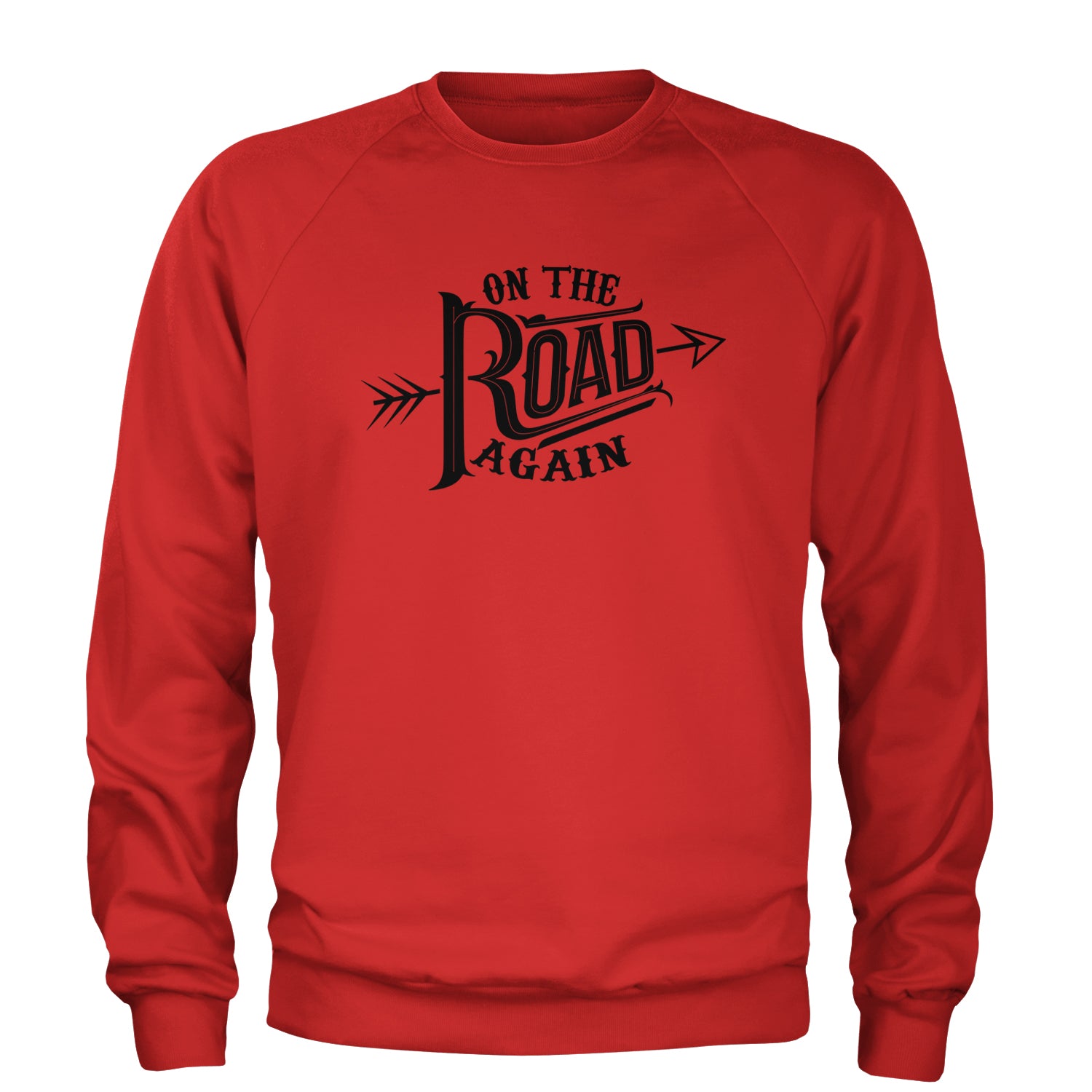 On The Road Again Hippy Country Music Adult Crewneck Sweatshirt Red