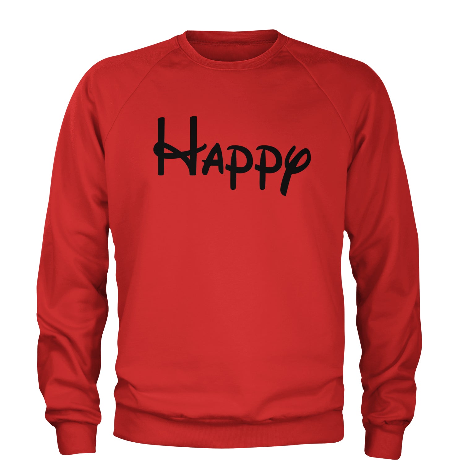 Happy - 7 Dwarfs Costume Adult Crewneck Sweatshirt Red