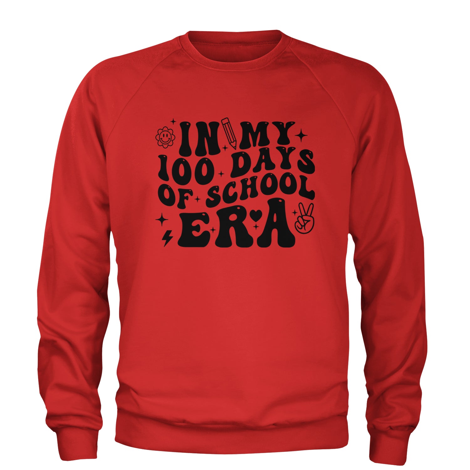 In My 100 Days Of School Era Adult Crewneck Sweatshirt Red