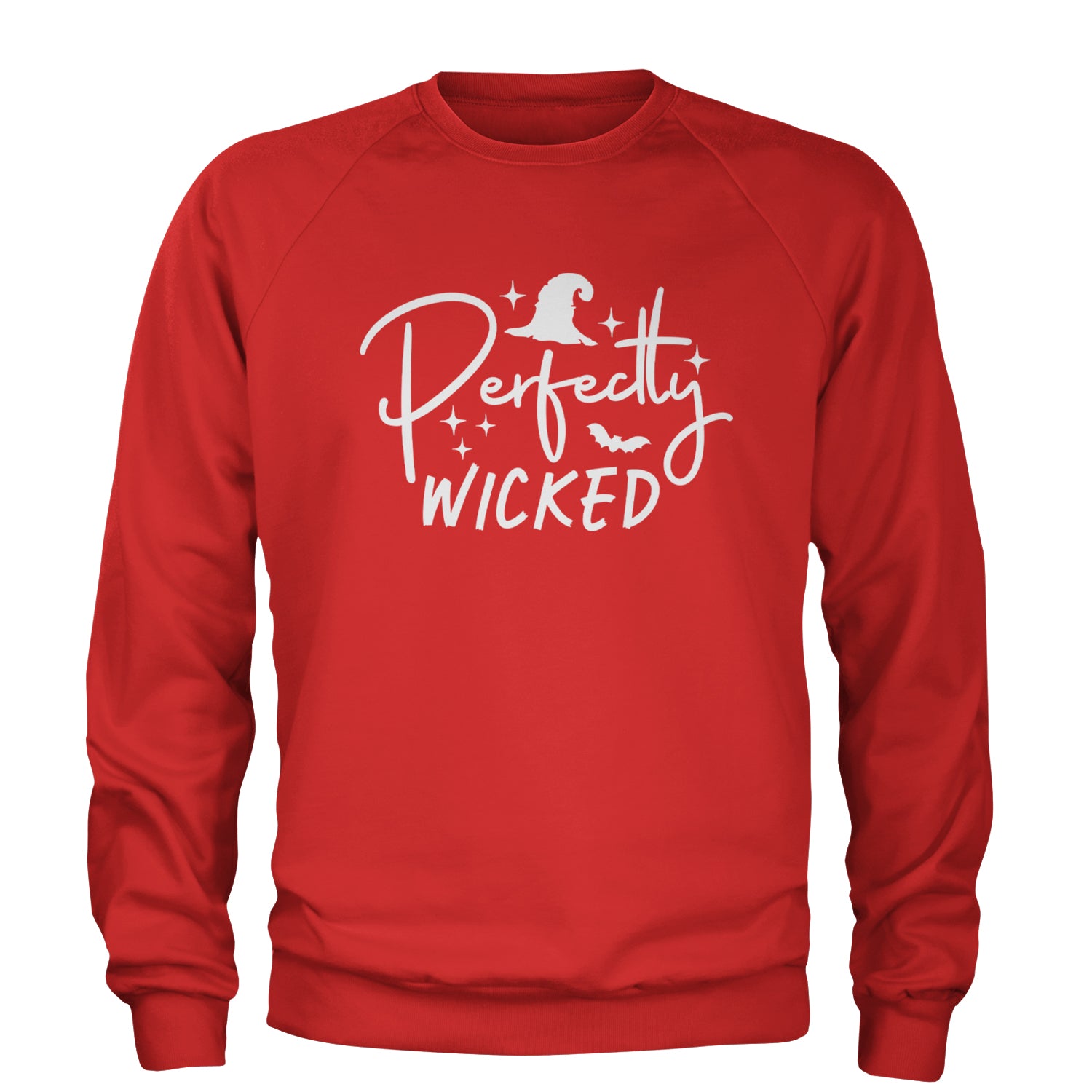 Perfectly Wicked Witchy Halloween Adult Crewneck Sweatshirt Red