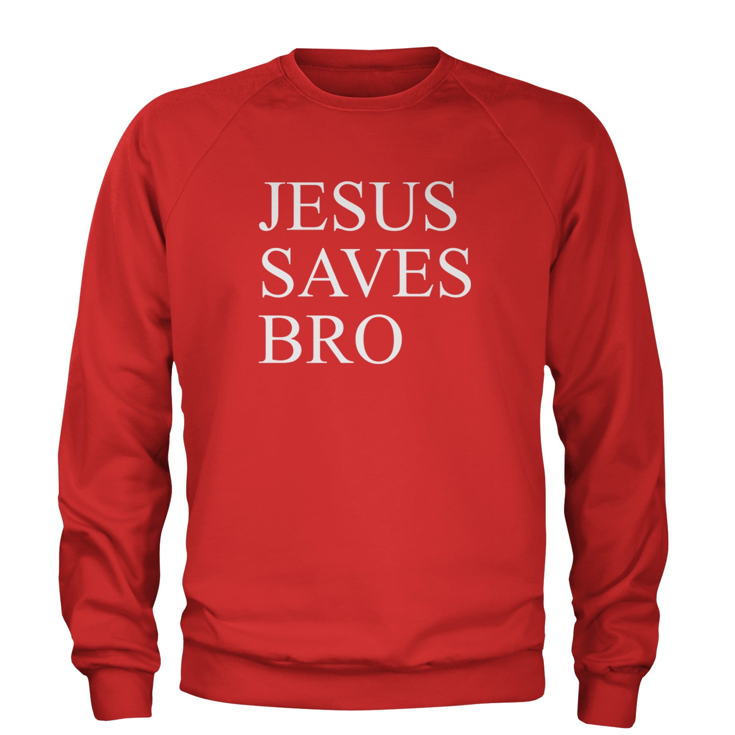 Jesus Saves Bro  Adult Crewneck Sweatshirt Red