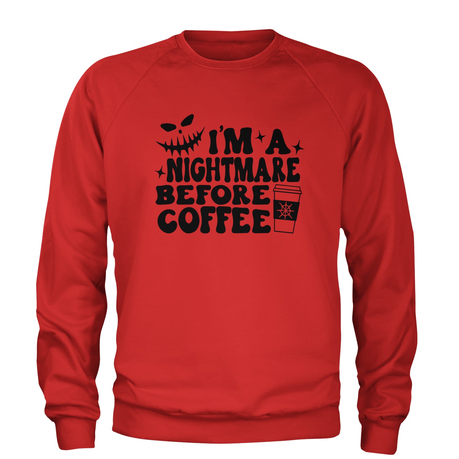 I'm A Nightmare Before Coffee Adult Crewneck Sweatshirt Red