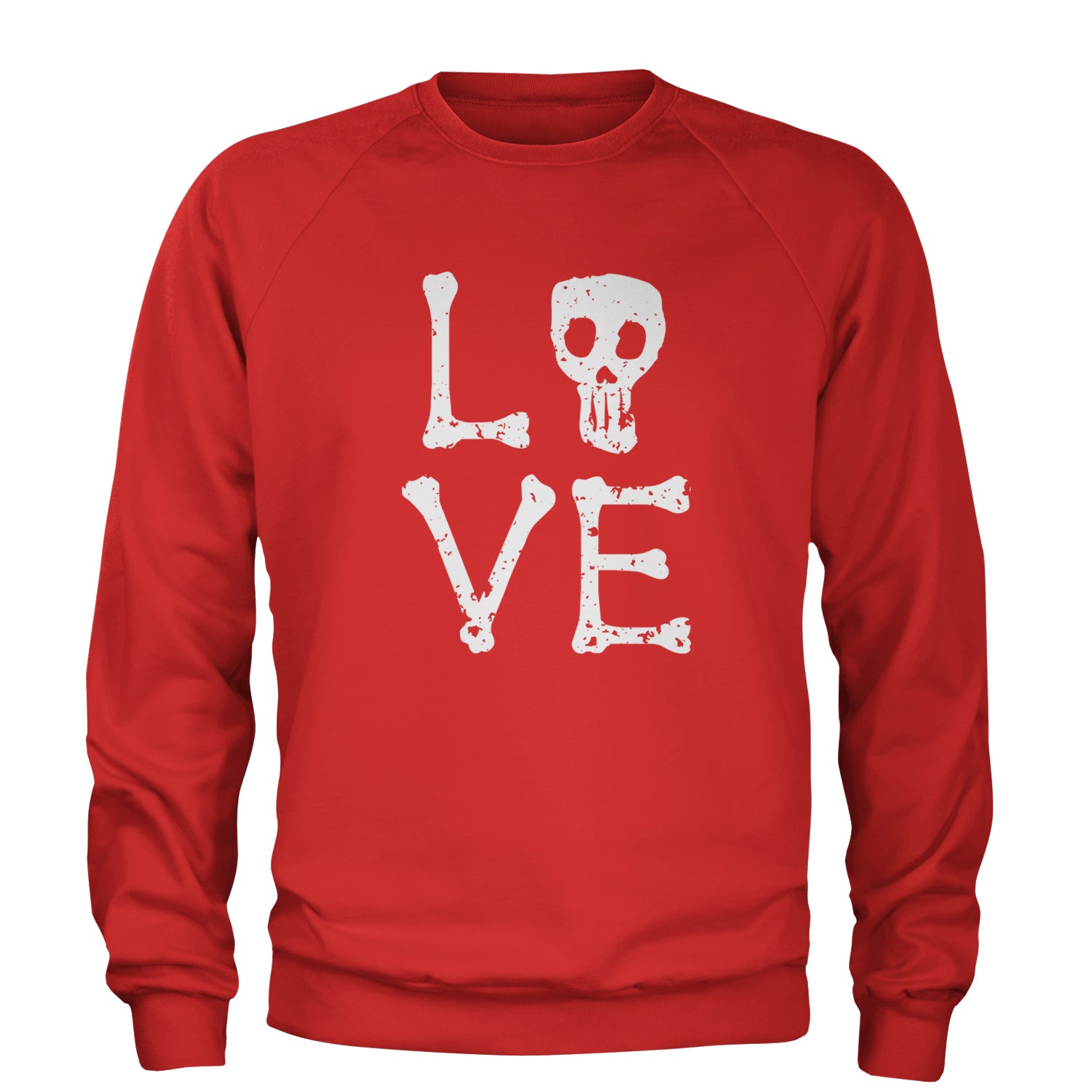 Love Skeleton Bones Adult Crewneck Sweatshirt Red