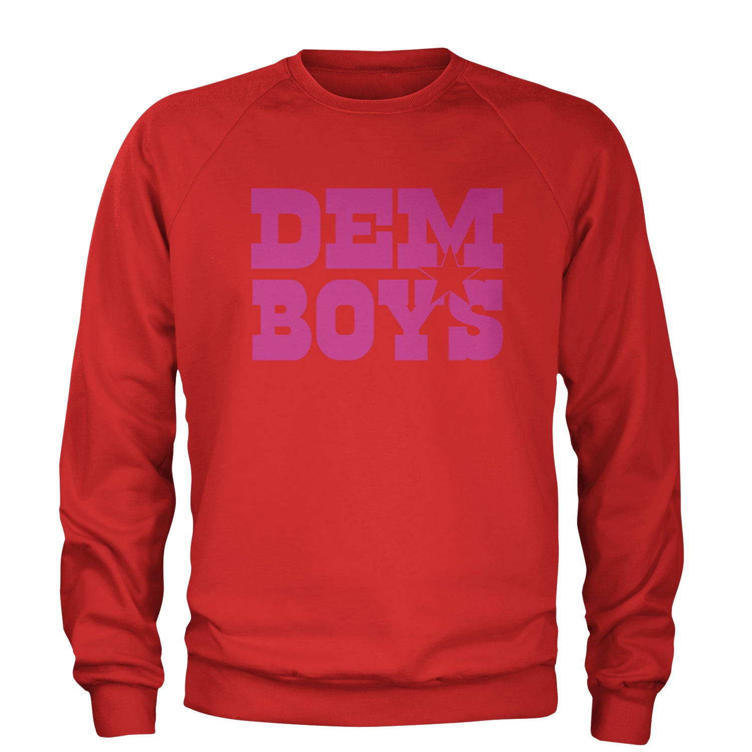 Dem Boys Hot Pink Dallas  Adult Crewneck Sweatshirt Red