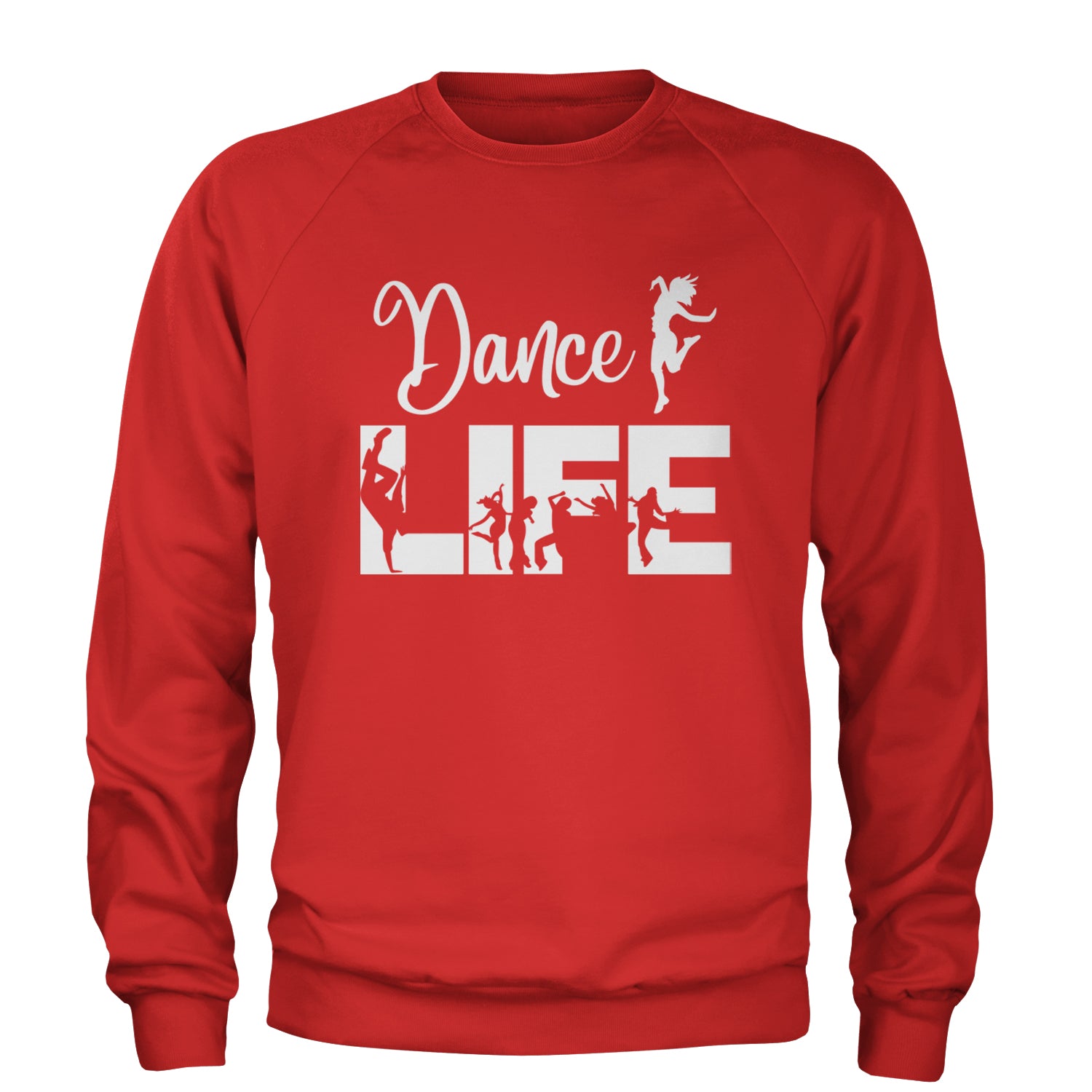 Dance Life Silhouette Dancers Adult Crewneck Sweatshirt Red