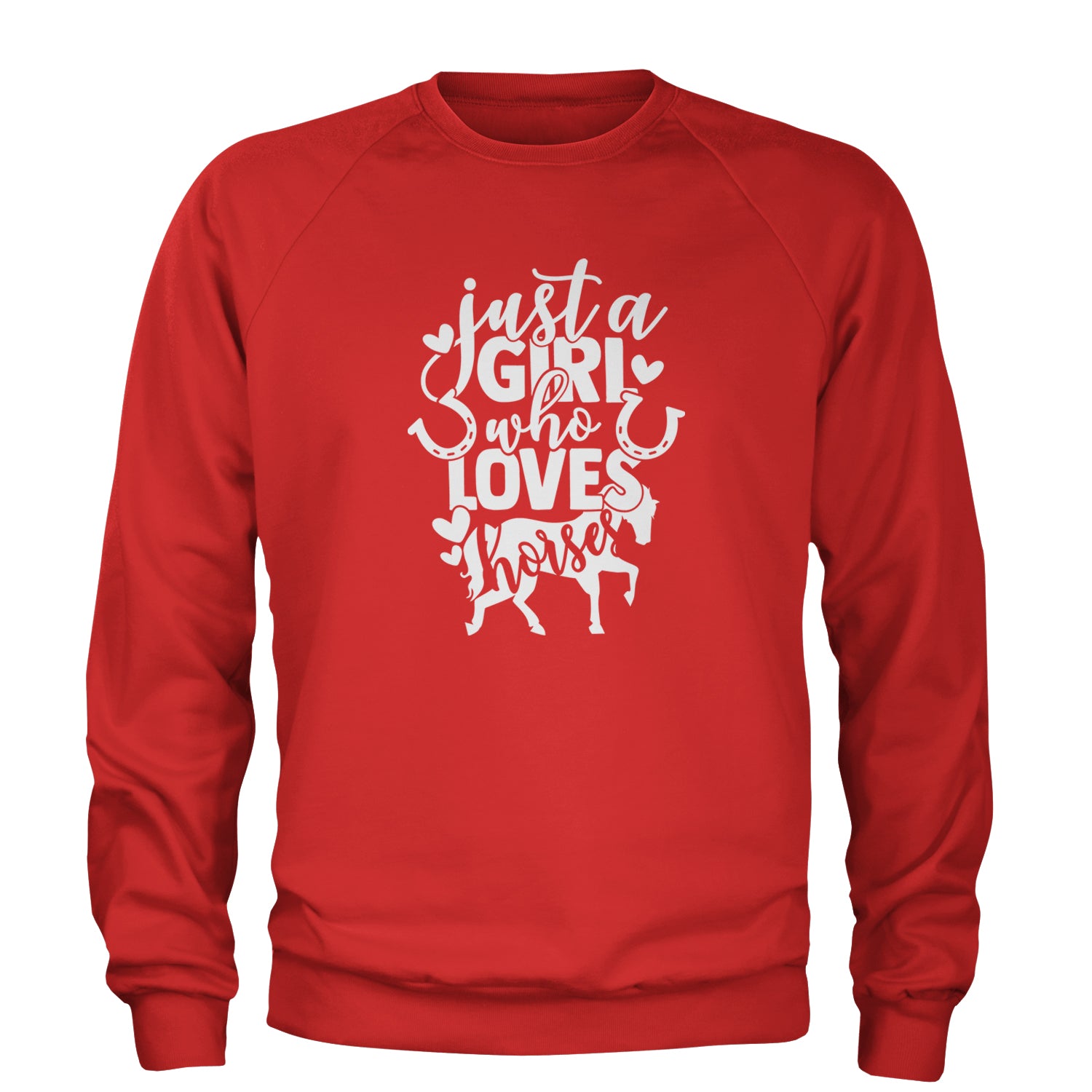 Just A Girl Who Loves Horses Adult Crewneck Sweatshirt Red