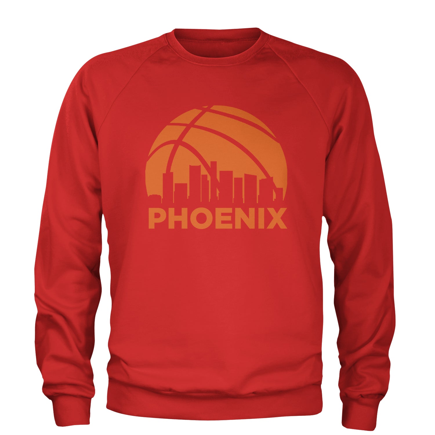 Phoenix Basketball Sunset City Skyline Adult Crewneck Sweatshirt Red