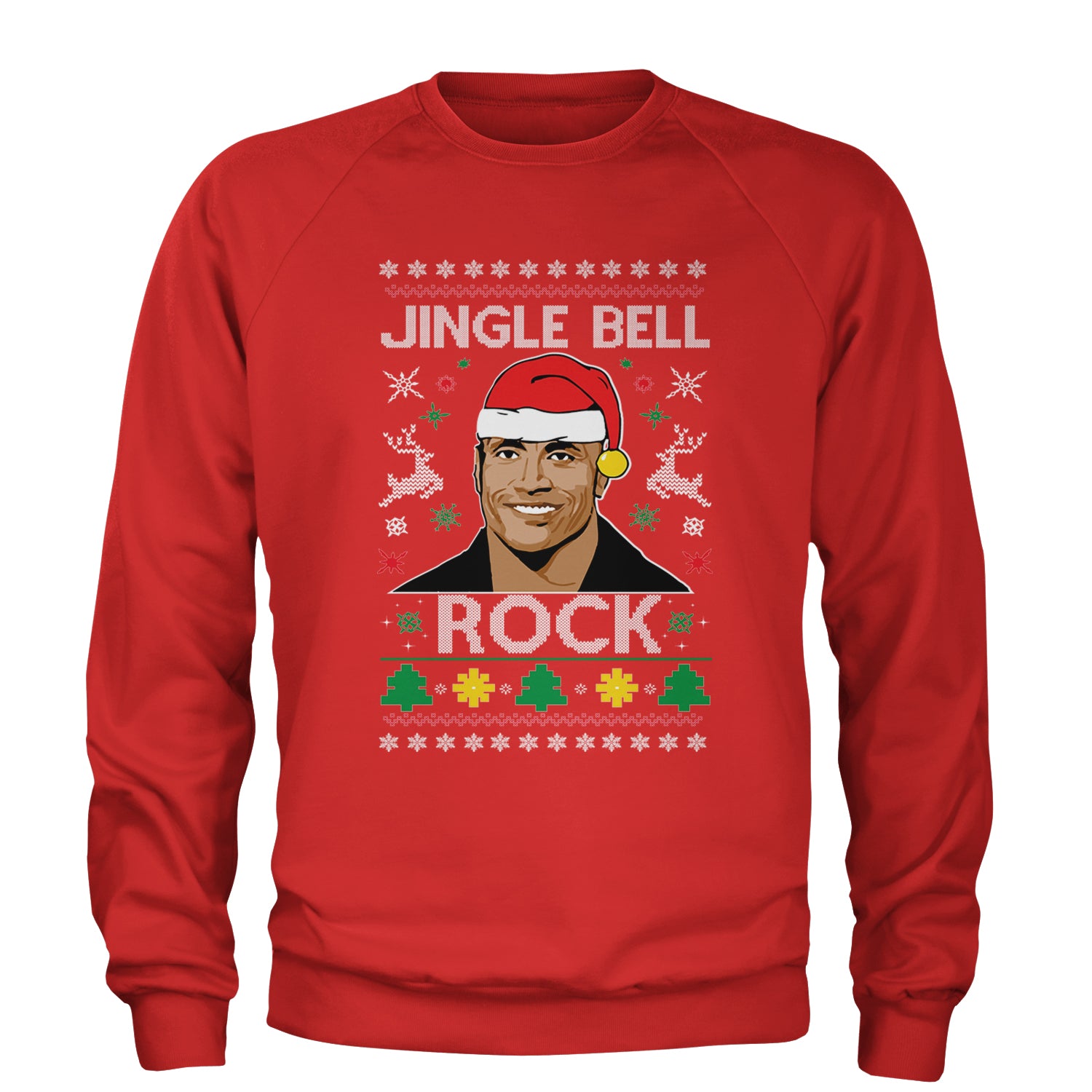 Jingle Bell Rock Ugly Christmas Adult Crewneck Sweatshirt Red