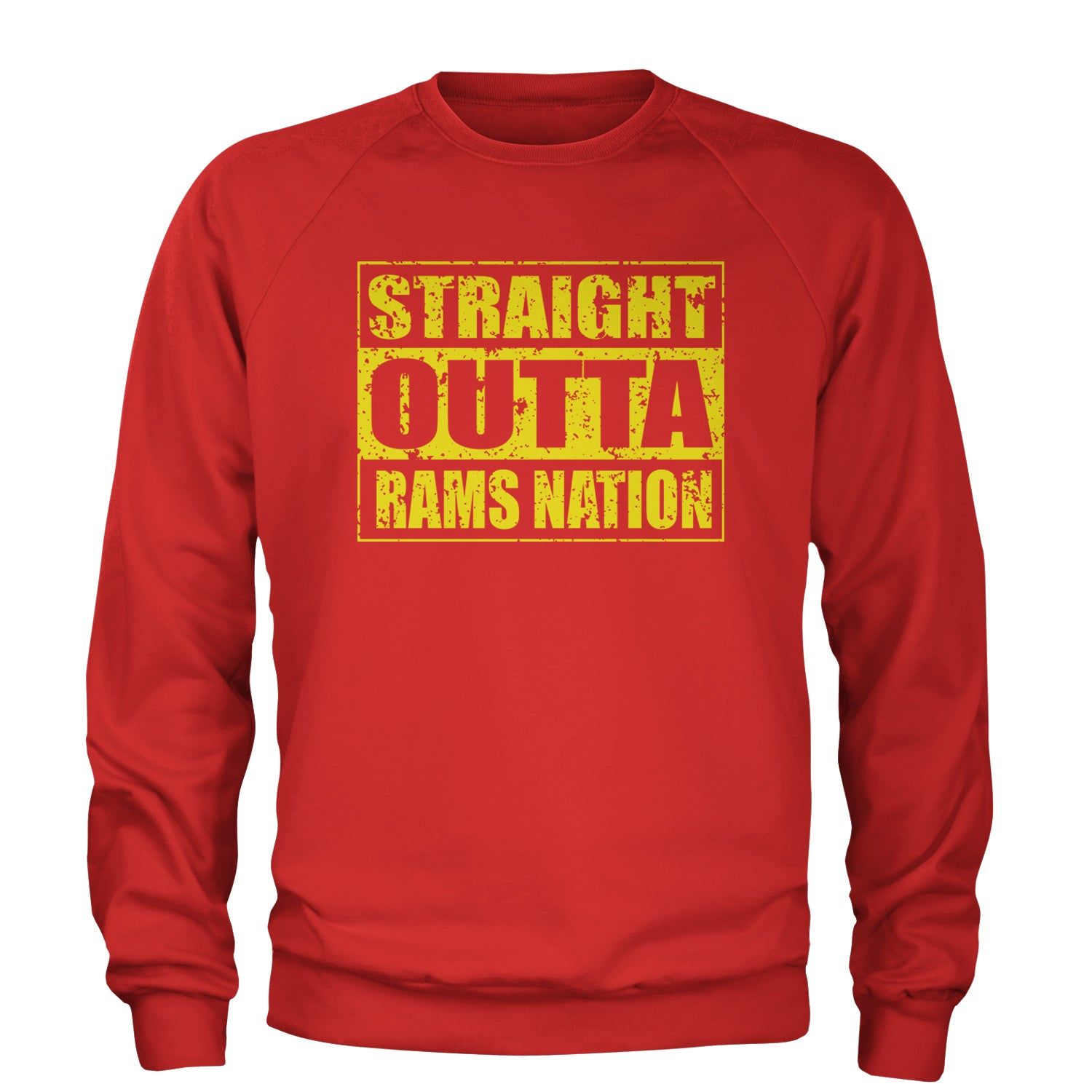 Straight Outta Rams Nation   Adult Crewneck Sweatshirt Red