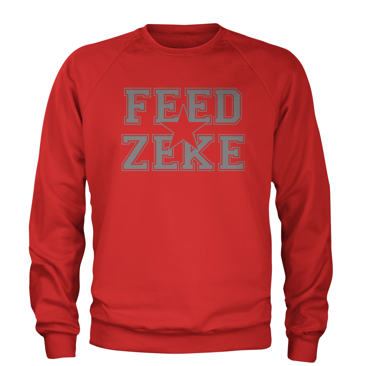 Feed Zeke Football Adult Crewneck Sweatshirt Red