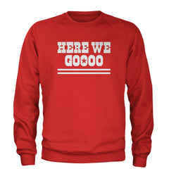 Here We Go Dem Boys Dallas Football Adult Crewneck Sweatshirt Red