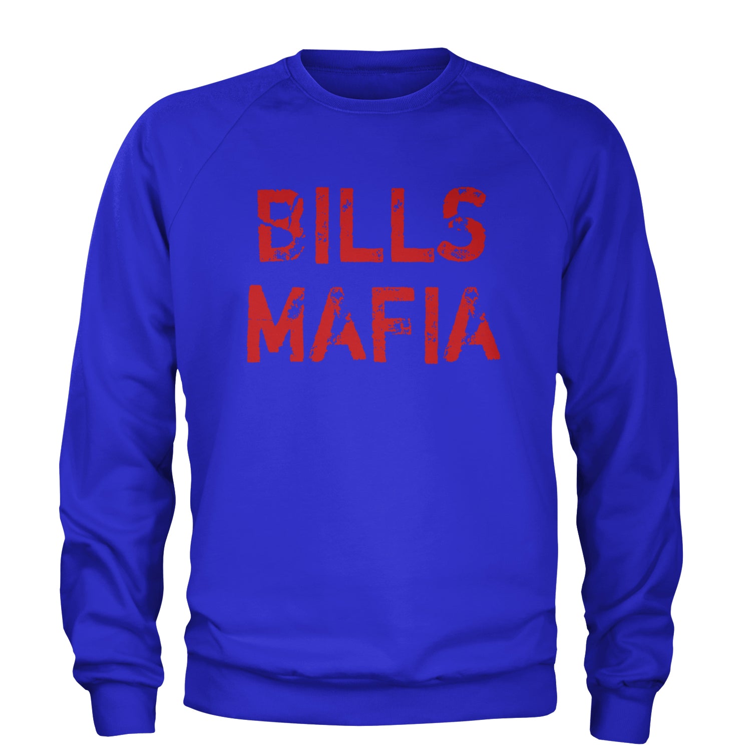 Distressed Bills Mafia Football Adult Crewneck Sweatshirt Royal Blue