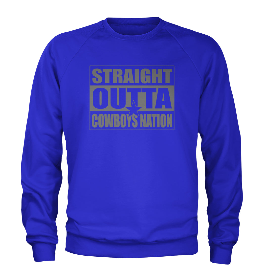 Straight Outta Cowboys Nation   Adult Crewneck Sweatshirt Royal Blue
