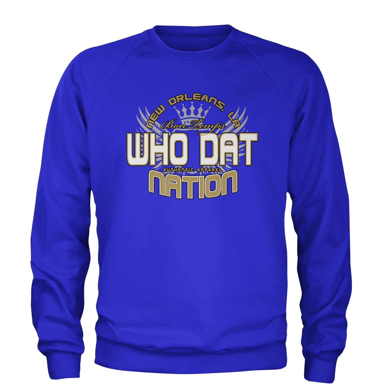 Who Dat Nation New Orleans (Color) Adult Crewneck Sweatshirt Royal Blue