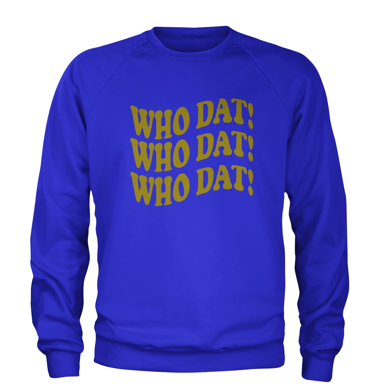 Who Dat Wavy Design Who Dat Nation Adult Crewneck Sweatshirt Royal Blue