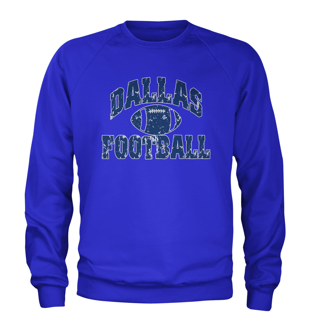 Dallas Distressed Football Adult Crewneck Sweatshirt Royal Blue