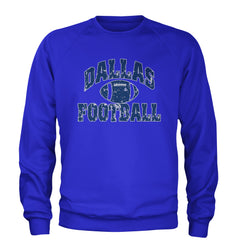 Dallas Distressed Football Adult Crewneck Sweatshirt Royal Blue