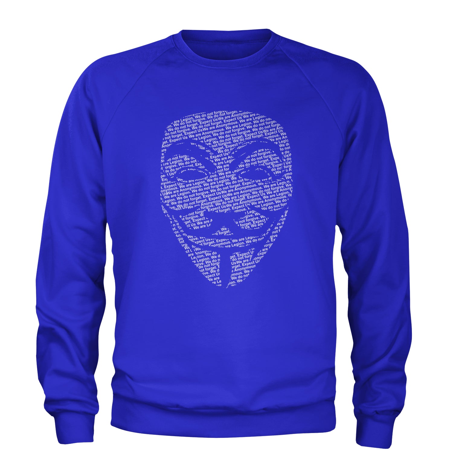 V For Vendetta Anonymous Mask Adult Crewneck Sweatshirt Royal Blue