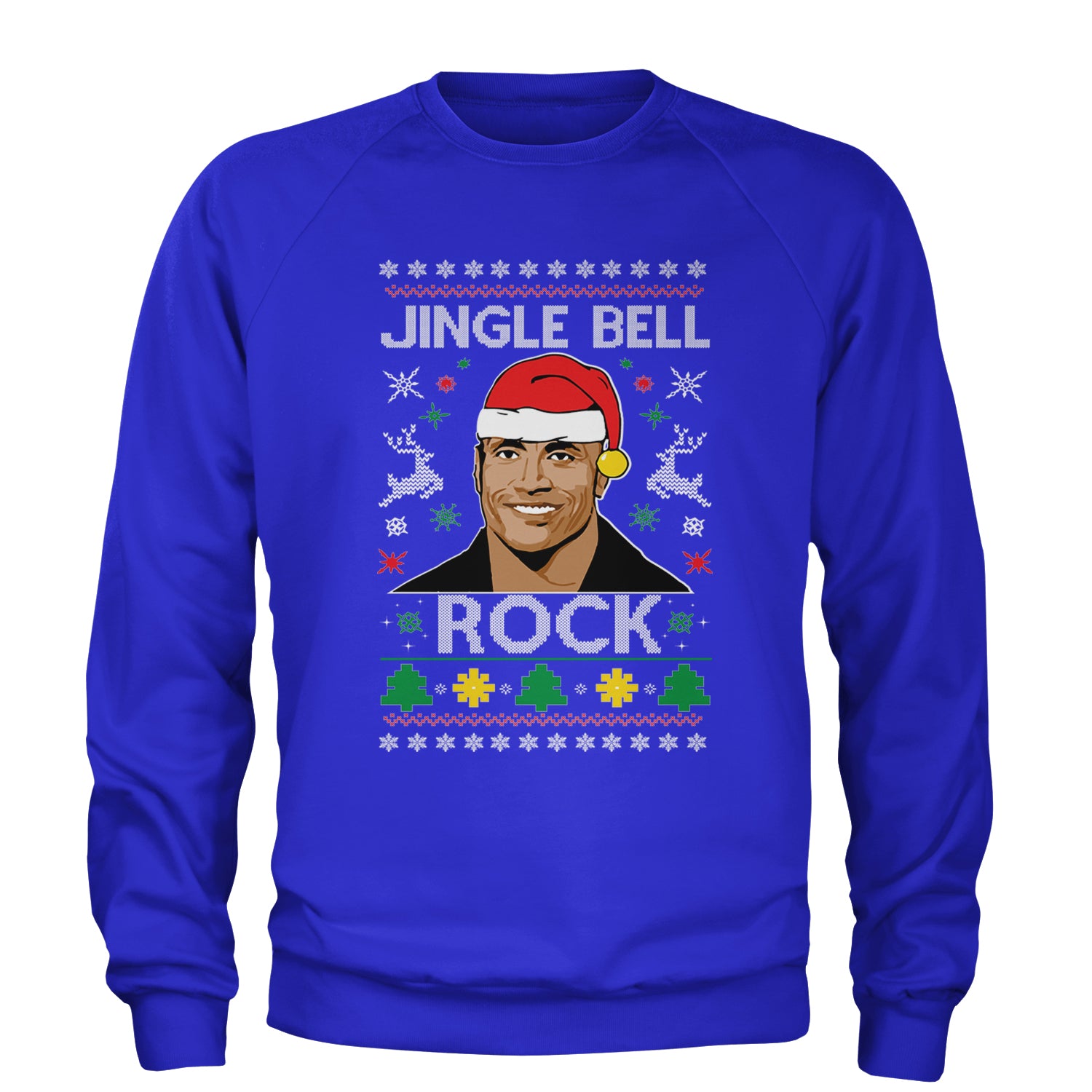 Jingle Bell Rock Ugly Christmas Adult Crewneck Sweatshirt Royal Blue