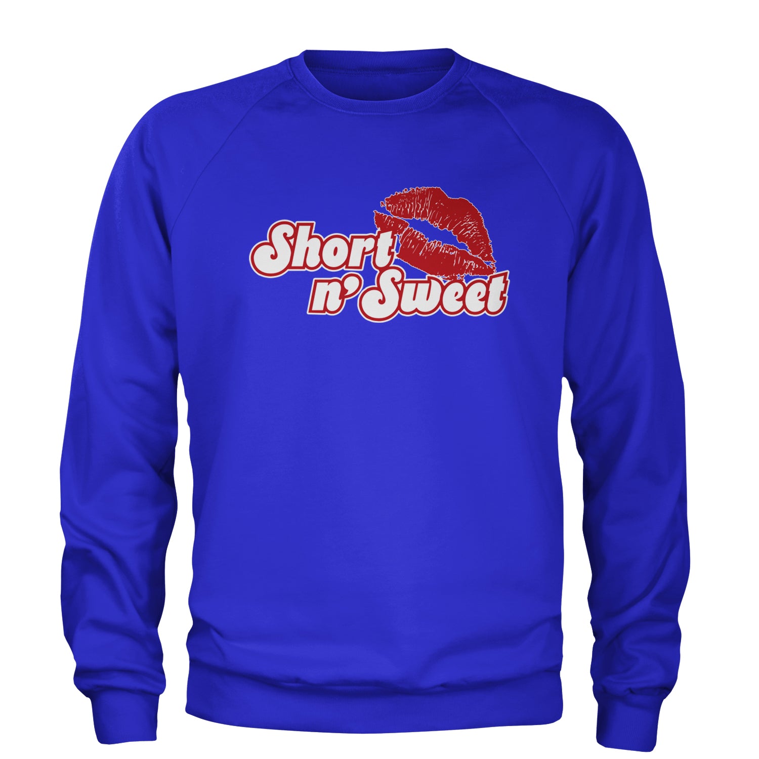 Short N' Sweet Red Lips Adult Crewneck Sweatshirt Royal Blue