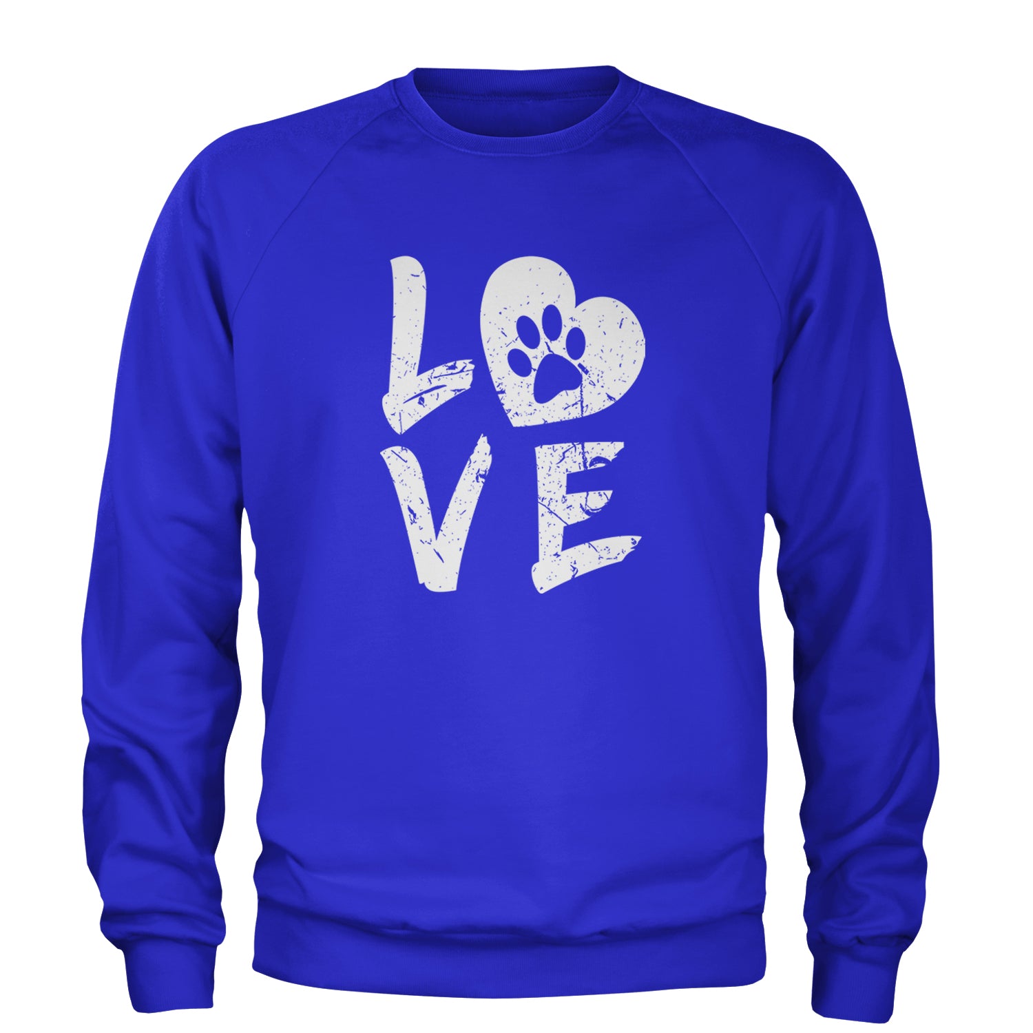 I Love My Dog Paw Print  Adult Crewneck Sweatshirt Royal Blue