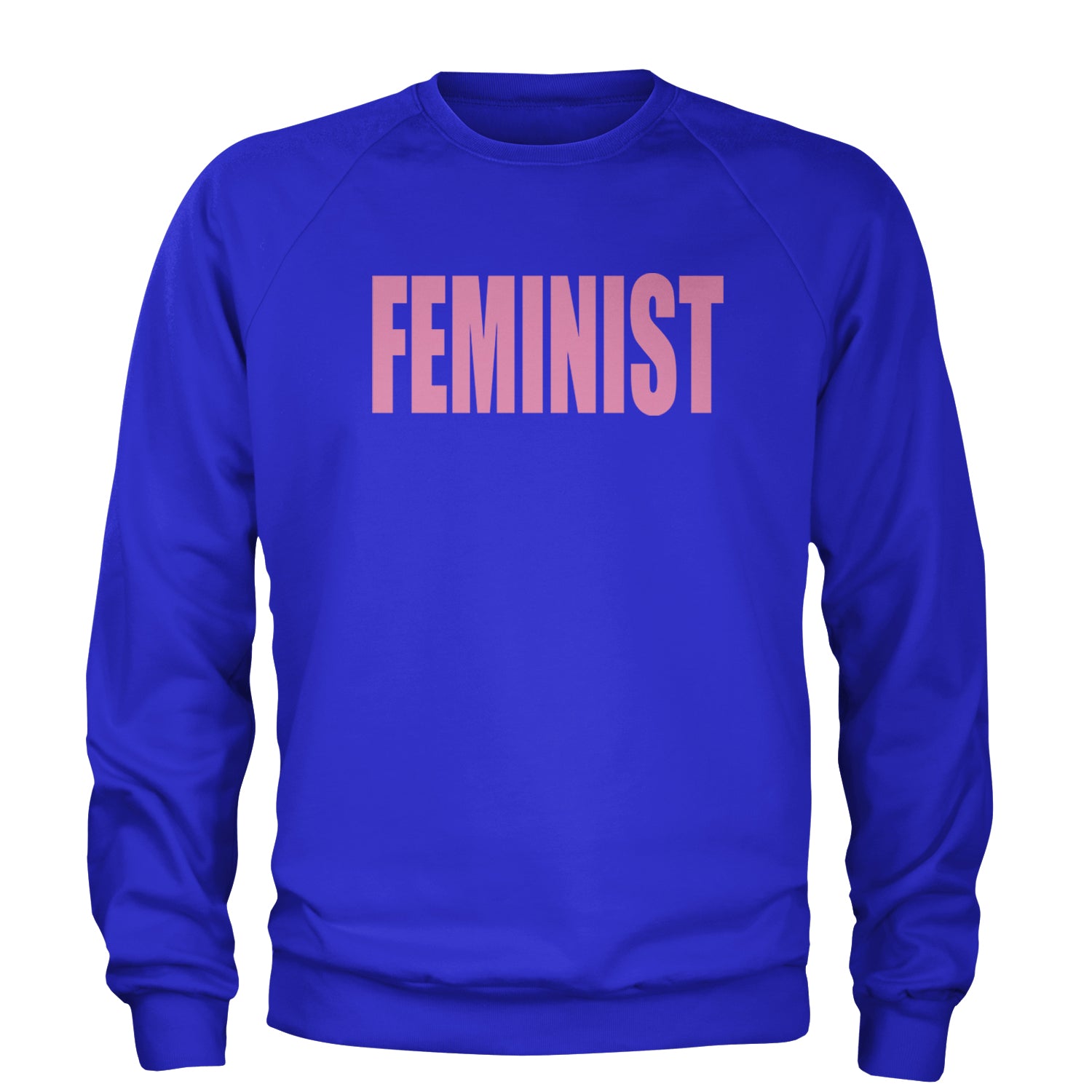 Feminist (Pink Print) Adult Crewneck Sweatshirt Royal Blue