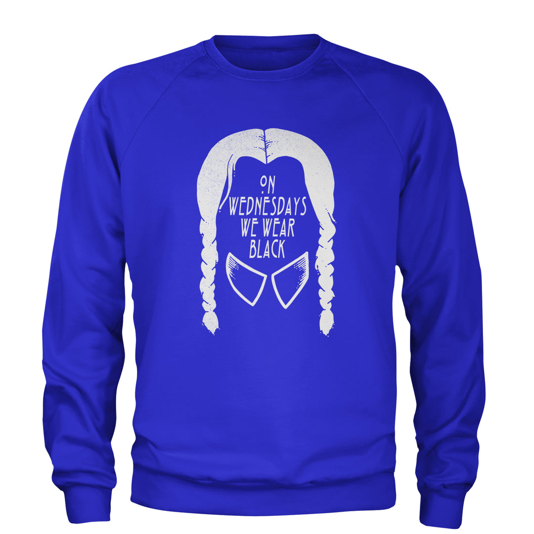 On Wednesdays, We Wear Black Adult Crewneck Sweatshirt Royal Blue