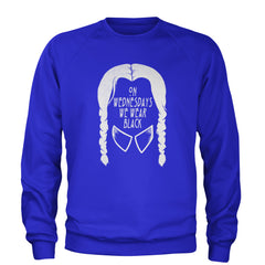 On Wednesdays, We Wear Black Adult Crewneck Sweatshirt Royal Blue