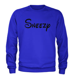 Sneezy - 7 Dwarfs Costume Adult Crewneck Sweatshirt Royal Blue