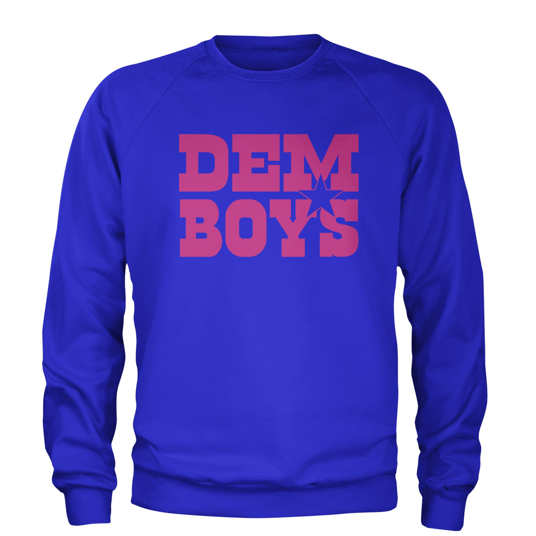 Dem Boys Hot Pink Dallas  Adult Crewneck Sweatshirt Royal Blue
