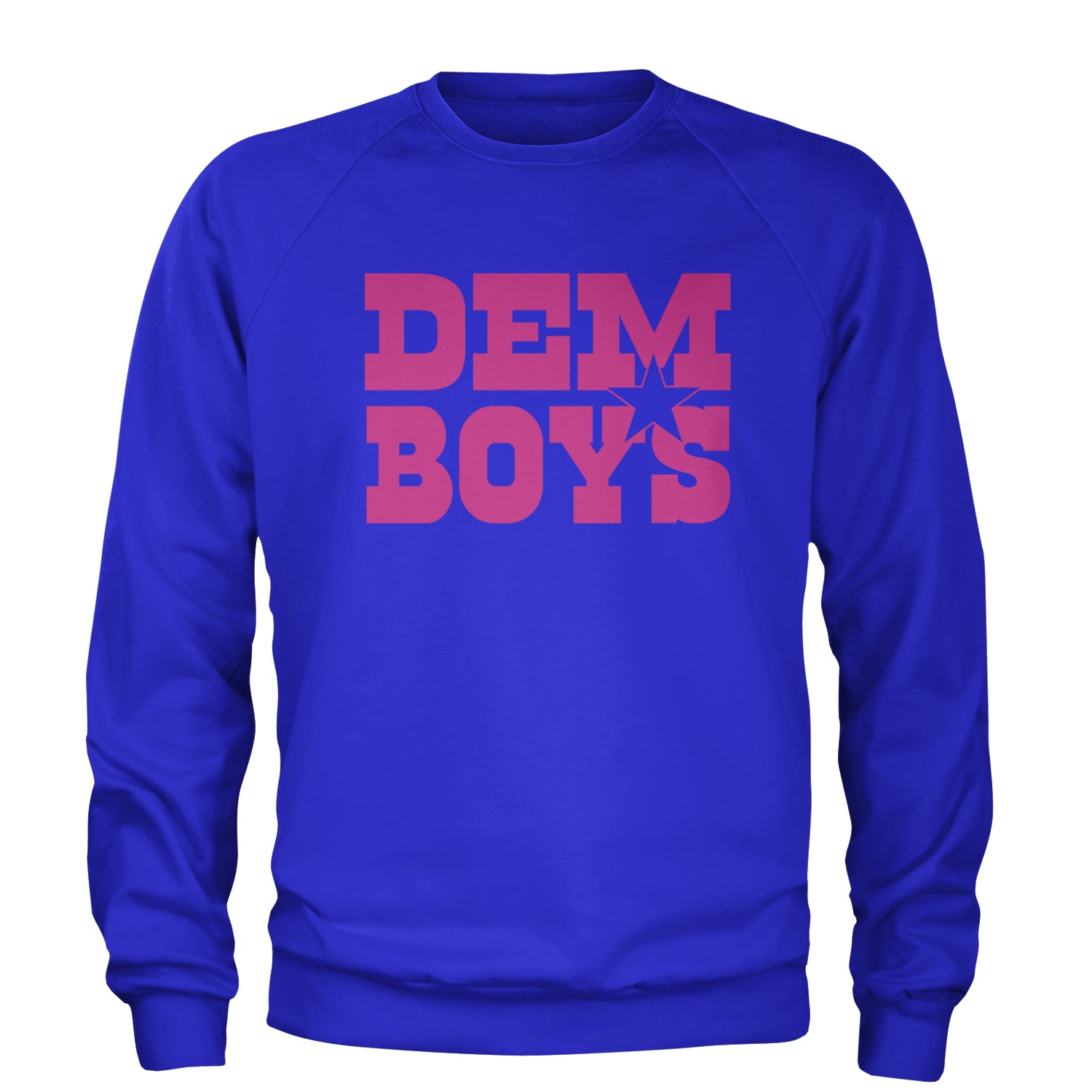 Dem Boys Hot Pink Dallas  Adult Crewneck Sweatshirt Royal Blue