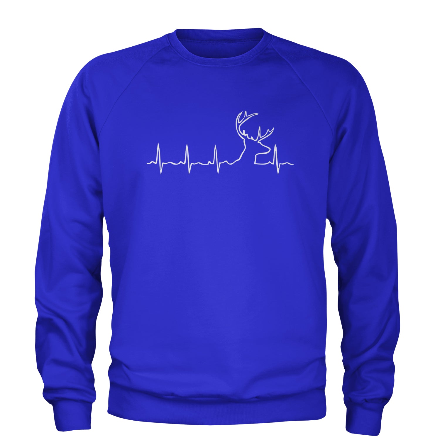 Hunting Heartbeat Deer Hunter Buck Stag Antlers  Adult Crewneck Sweatshirt Royal Blue