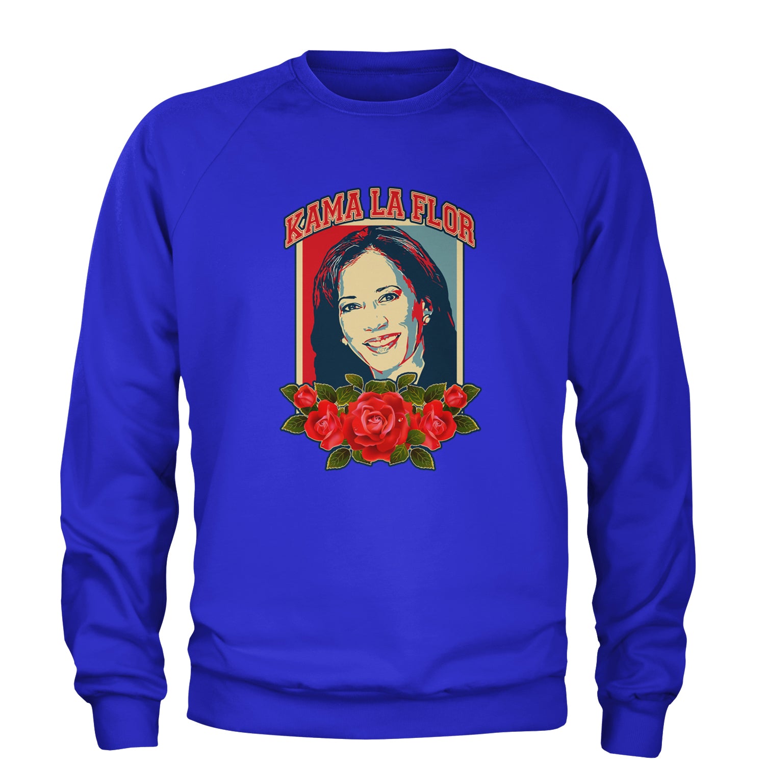 Kama La Flor Kamala Como La Flor Adult Crewneck Sweatshirt Royal Blue