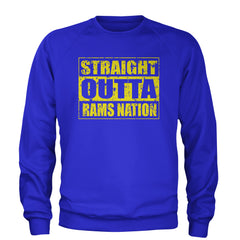 Straight Outta Rams Nation   Adult Crewneck Sweatshirt Royal Blue
