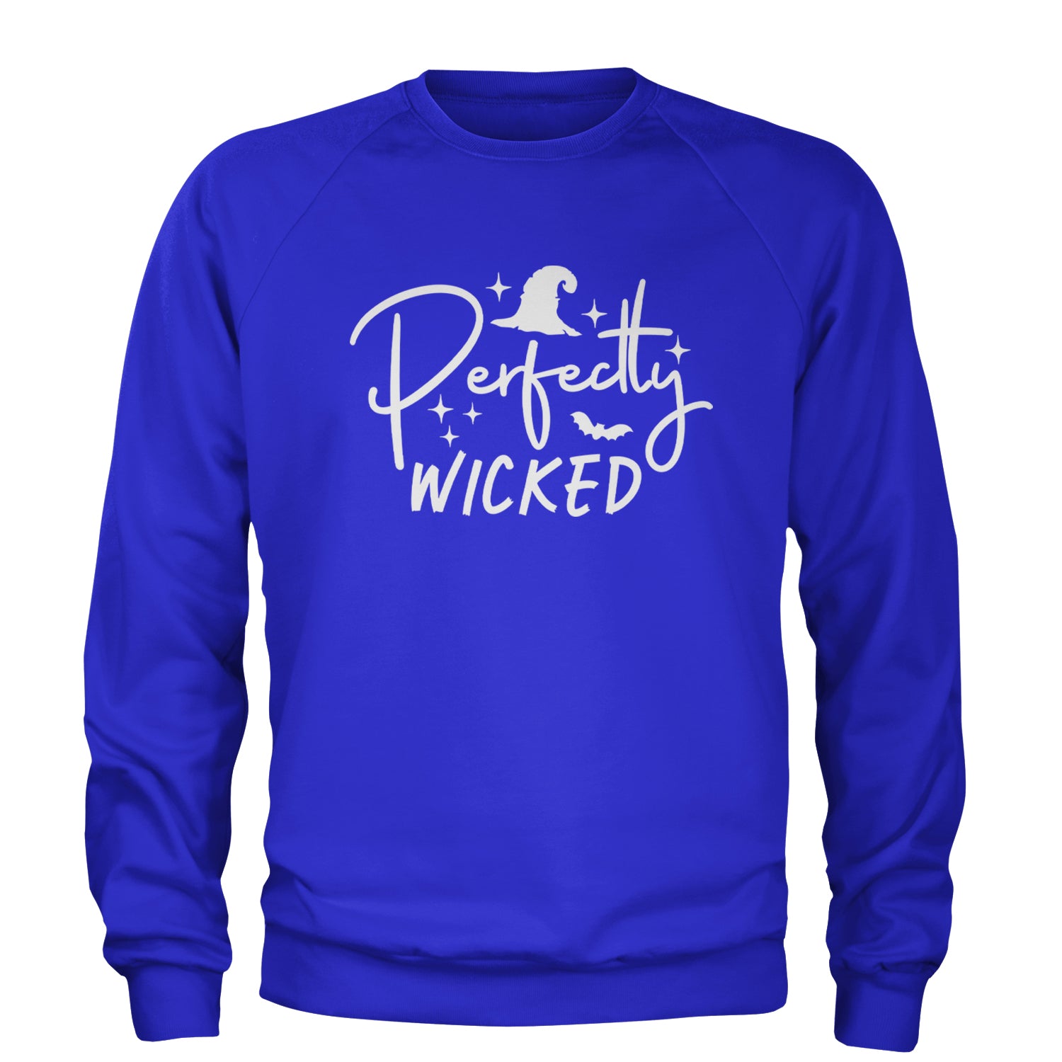 Perfectly Wicked Witchy Halloween Adult Crewneck Sweatshirt Royal Blue