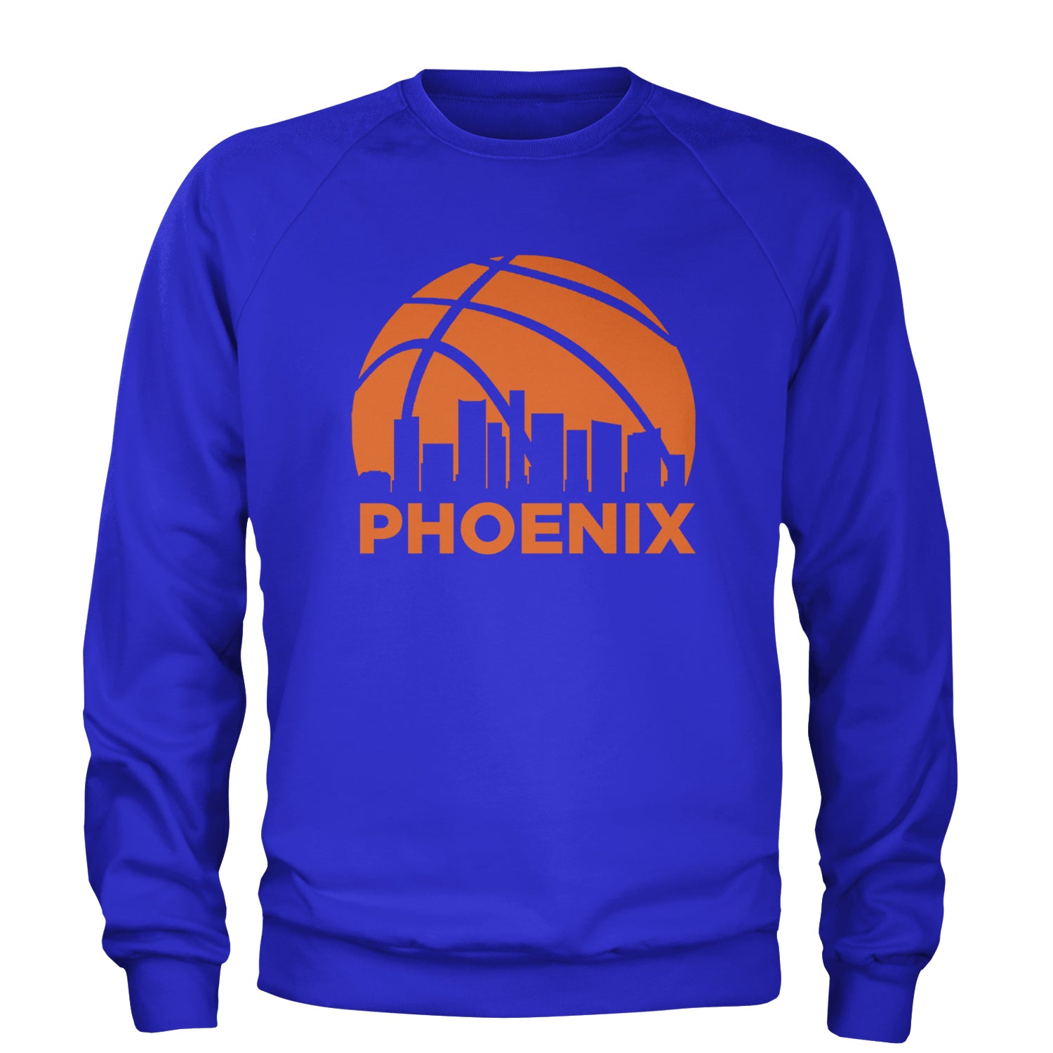 Phoenix Basketball Sunset City Skyline Adult Crewneck Sweatshirt Royal Blue