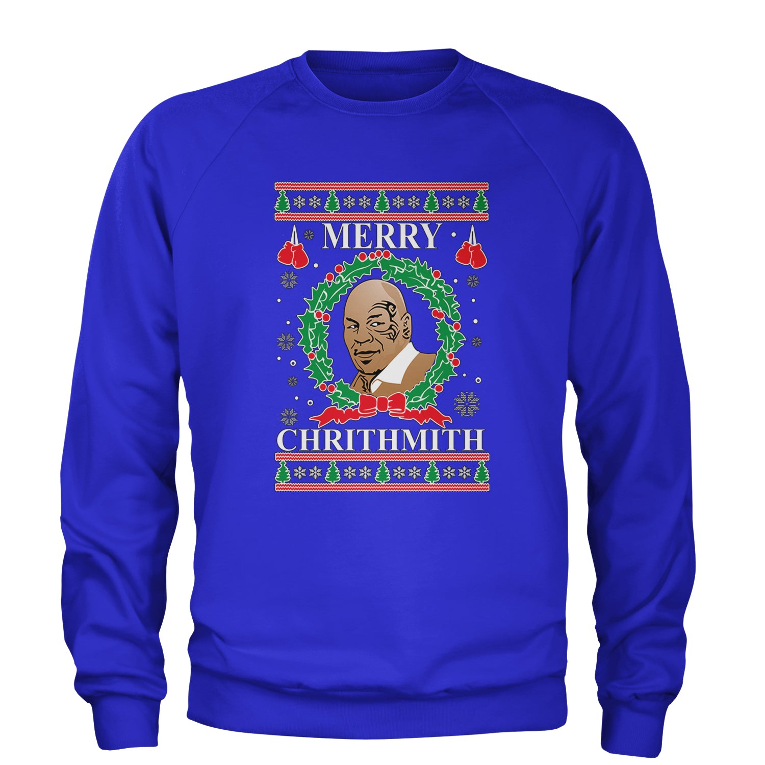 Merry Chrithmith Ugly Christmas Adult Crewneck Sweatshirt Royal Blue