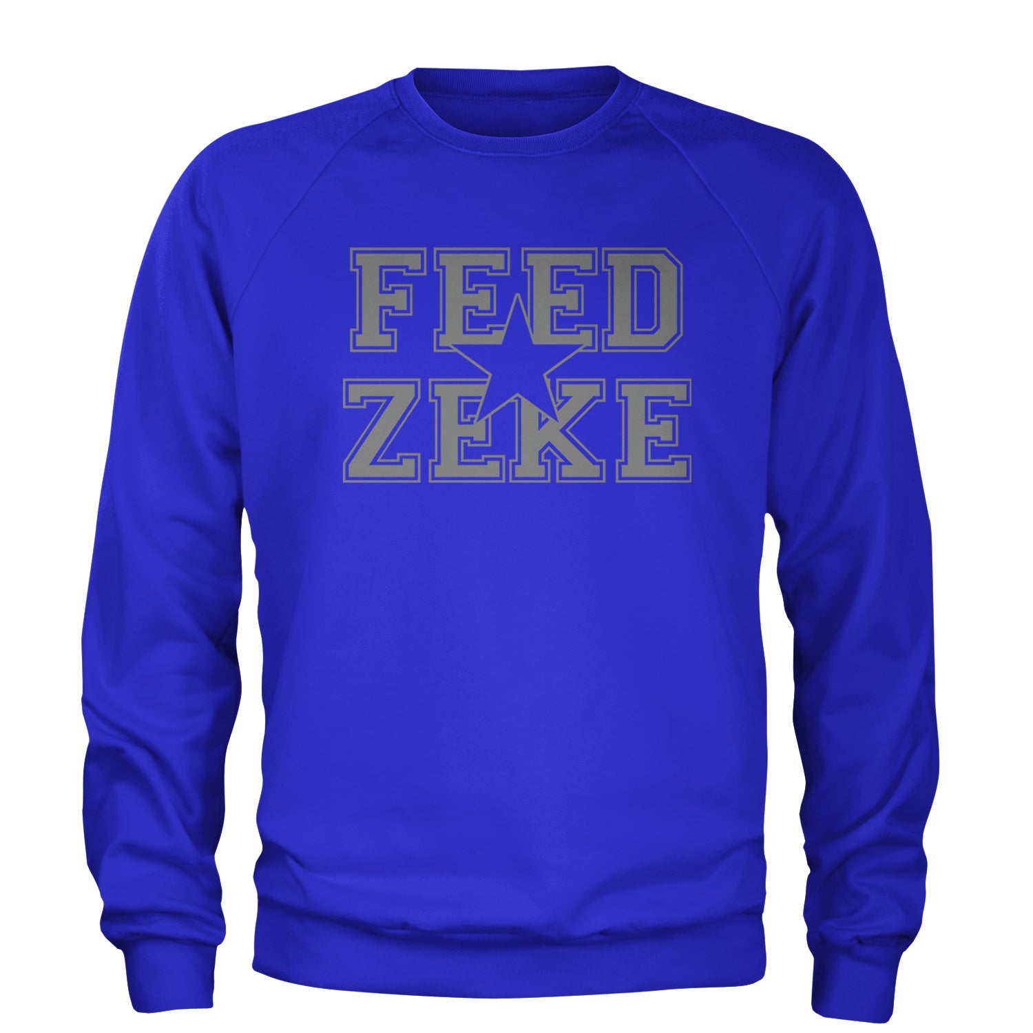 Feed Zeke Football Adult Crewneck Sweatshirt Royal Blue