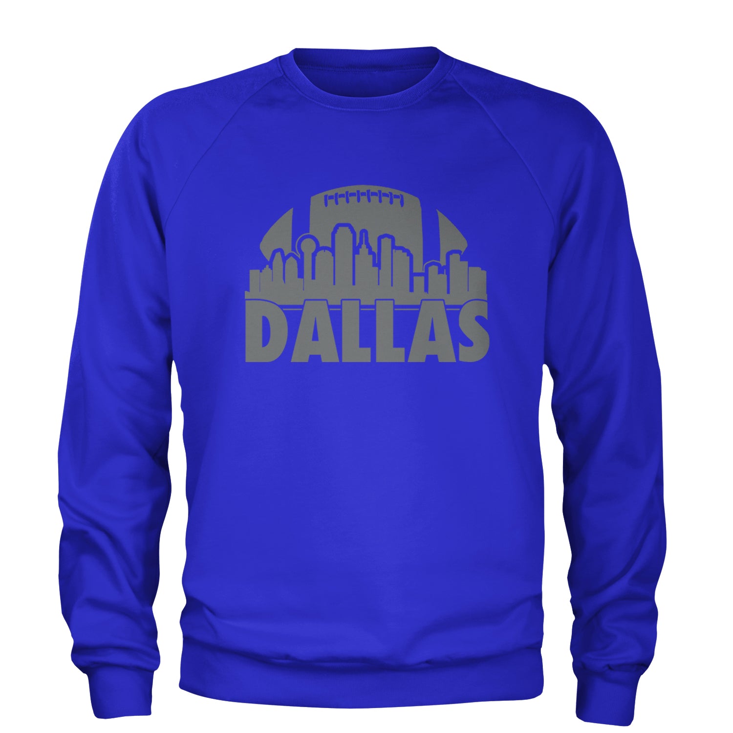 Dallas Texas Skyline Adult Crewneck Sweatshirt Royal Blue