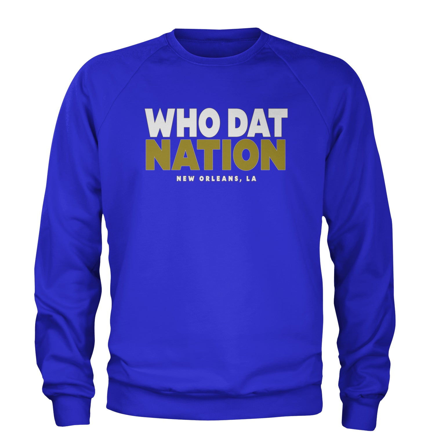 New Orleans Who Dat Nation Adult Crewneck Sweatshirt Royal Blue