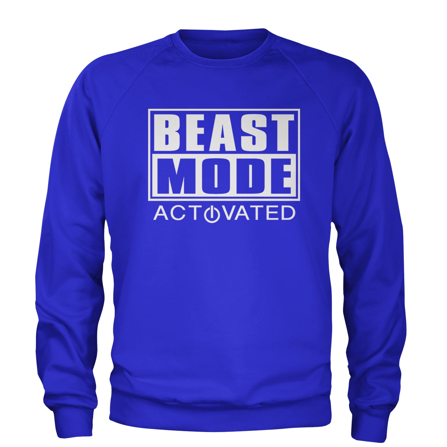 Activated Beast Mode Workout Gym Clothing Adult Crewneck Sweatshirt Royal Blue