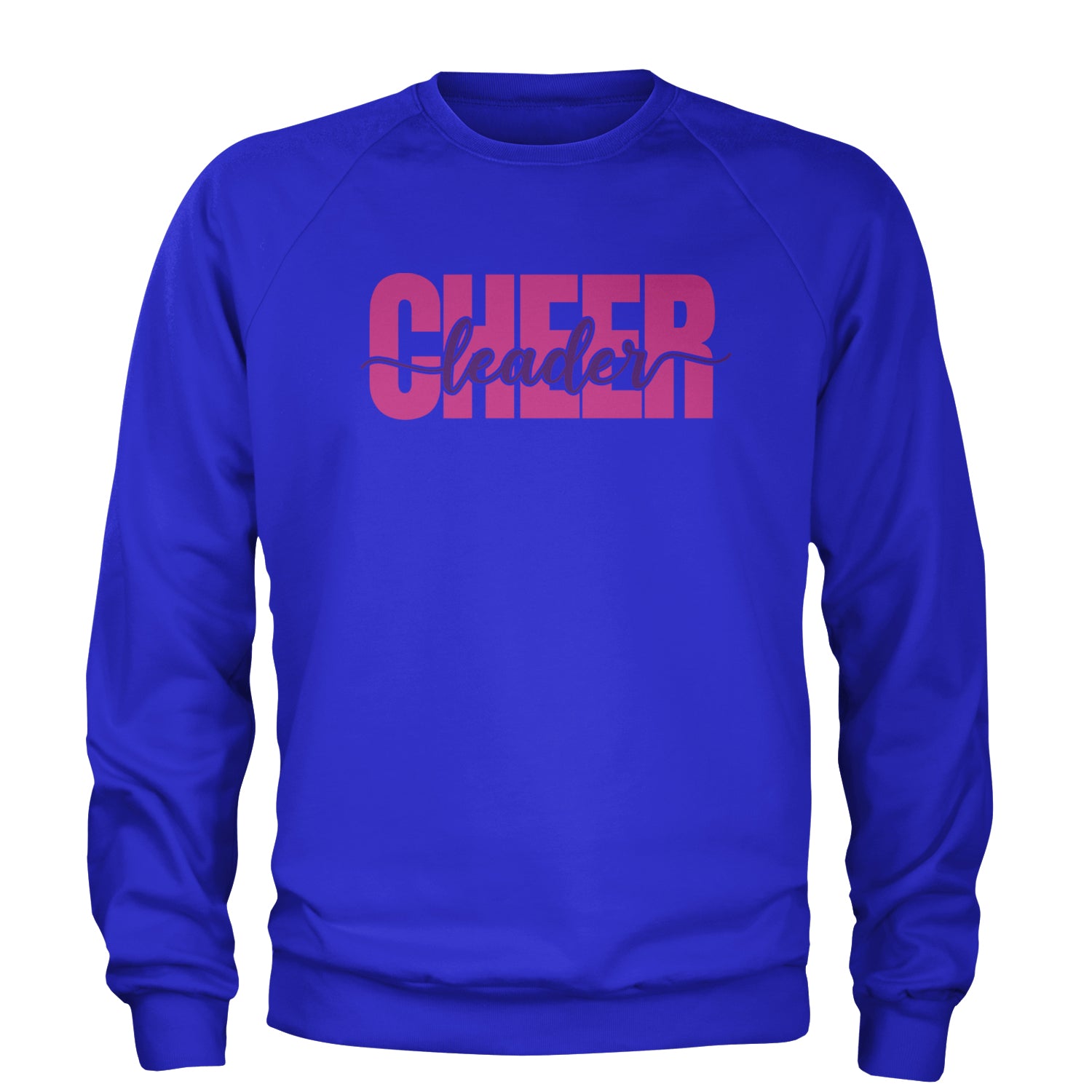 Cheerleader with Scripted Flair Adult Crewneck Sweatshirt Royal Blue