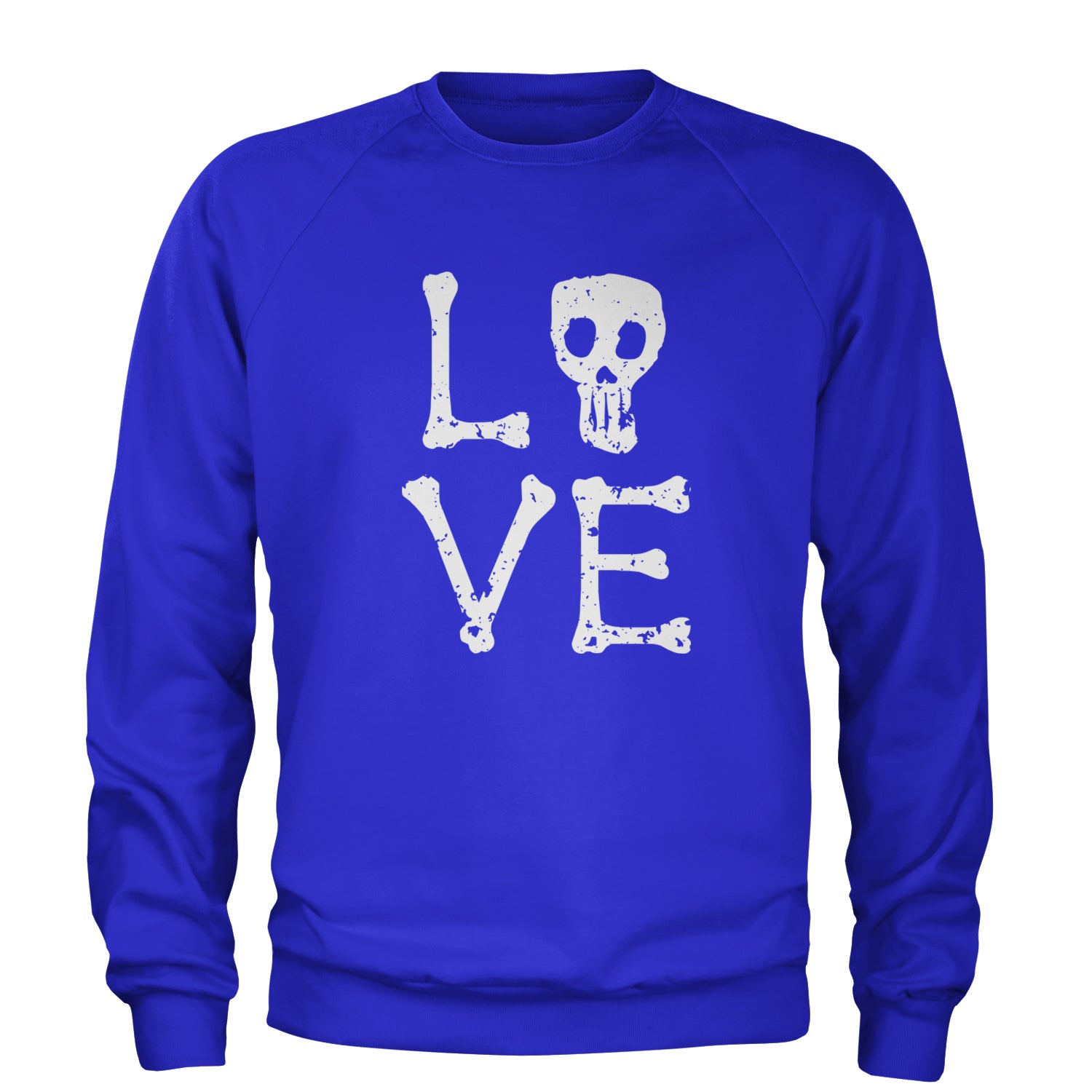 Love Skeleton Bones Adult Crewneck Sweatshirt Royal Blue