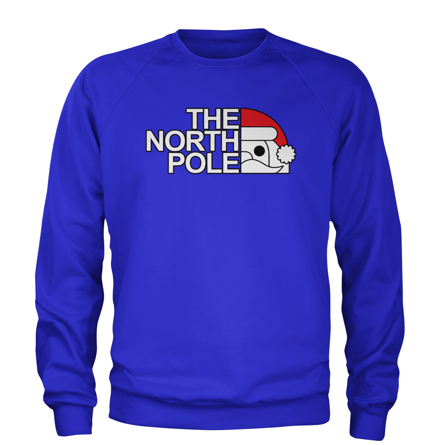 The North Pole Santa Face Adult Crewneck Sweatshirt Royal Blue